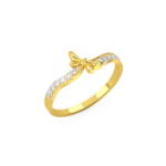 Delicate gold ring with a butterfly design adorned with sparkling diamonds