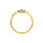 Delicate gold ring with a charming floral design adorned with diamonds