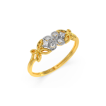 Exquisite gold ring with a diamond flower and petal design