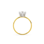 A ring featuring a double-band design with a central diamond, made in yellow and white gold, side