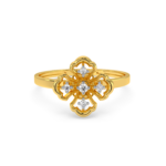Romantic gold ring featuring a heart-shaped design with diamond petals