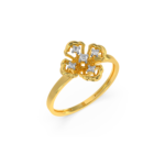 Romantic gold ring featuring a heart-shaped design with diamond petals