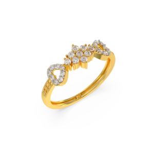 Elegant gold ring with an intertwined design adorned with diamonds