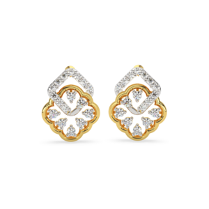 Square and Flower Diamond Earrings