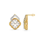 Square and Flower Diamond Earrings