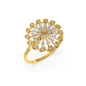 Radiant gold ring with a sunburst design set with sparkling diamonds