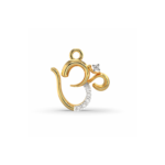 A two-tone yellow and white gold pendant in the Om symbol, set with lab-grown diamonds.