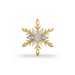 A two-tone yellow and white gold pendant in a snowflake design set with lab-grown diamonds.