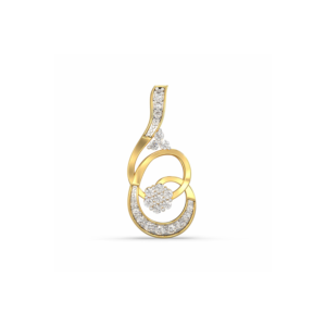 18k yellow gold cluster pendant with a diamond swirl design.