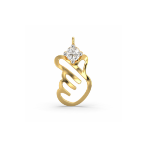 14k yellow gold Korean finger heart pendant with a lab-grown diamond