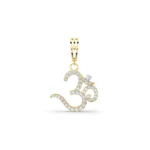 Diamond Om pendant encrusted with lab-grown diamonds, featuring a delicate and sparkling design representing the sacred Om symbol.