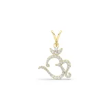 Gold Om diamond pendant featuring a radiant Om symbol adorned with lab-grown diamonds and a crescent accent, symbolizing celestial balance.